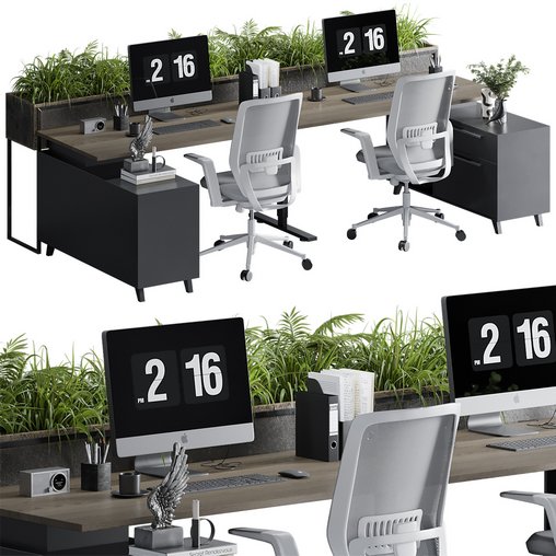 Employee Set Office Furniture 06 3d model Download Maxve