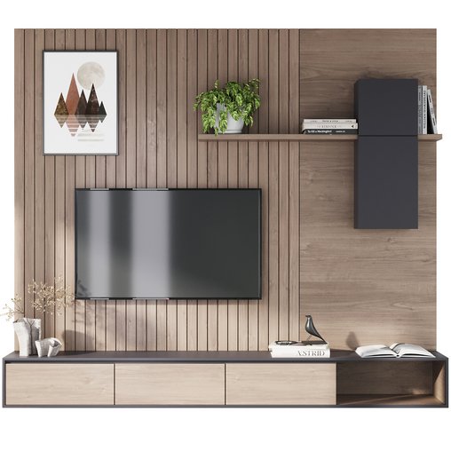 TV wall decor set10 3d model Download Maxve