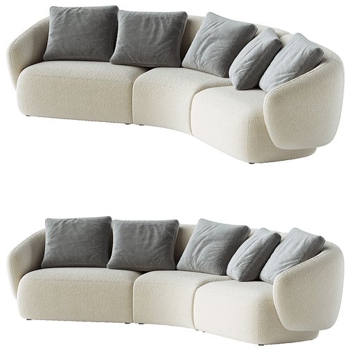 Auburn Performance Fabric Curve Sofa 3d model Download Maxve