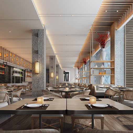 Modern Hotel Buffet Restaurant 3d model Download Maxve
