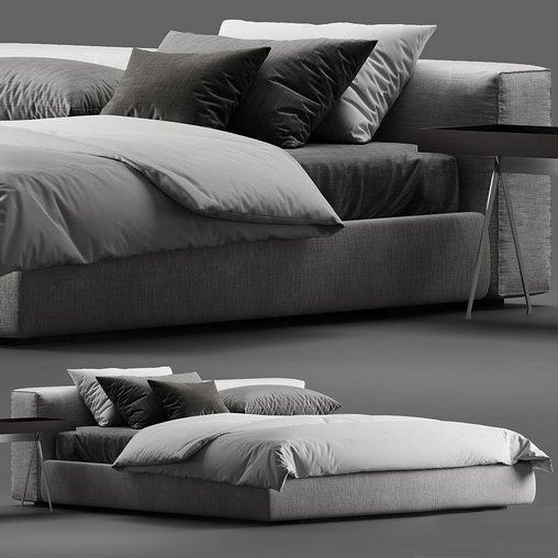 modern bed 01 3d model Download Maxve