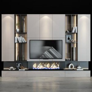 TV Wall set 0124 3d model Download Maxve