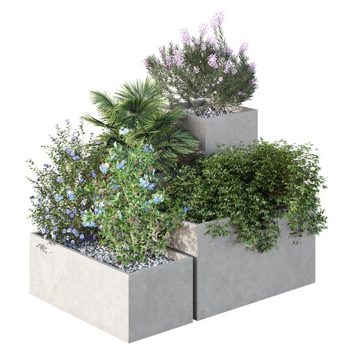 HQ Tree and bush garden box outdoor VOL 07 3d model Download Maxve
