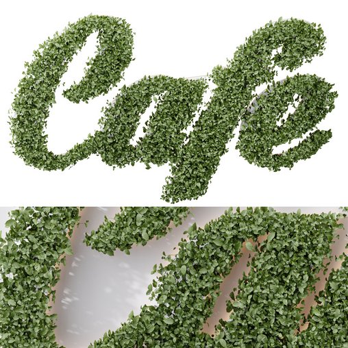 Artificial Office Wall Plants Letters Cafe 3d model Download Maxve