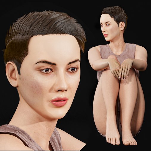 Ashlee Meditation Woman Pose Character 3d model Download Maxve