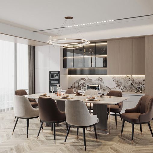 Modern Dining Room 3d model Download Maxve