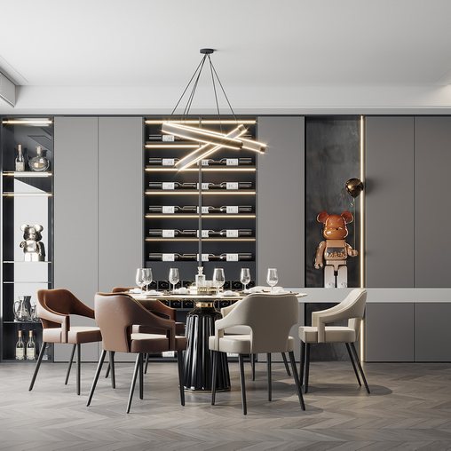 Modern Dining Room 3d model Download Maxve