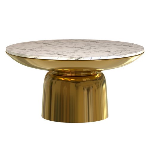 Round coffee table in white marble and gold-tone metal 3d model Download Maxve