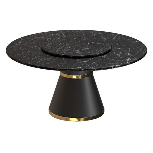 Modern Marble Dining Table Round Dining Table with Lazy Susan 3d model Download Maxve