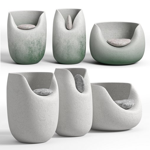 Martn  warps ceramic vases with raw stones 3d model Download Maxve