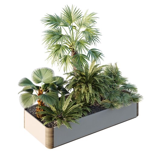 HQ Tree and bush garden box outdoor VOL 12 3d model Download Maxve