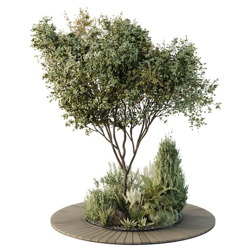 HQ Tree and bush garden box outdoor VOL 16 3d model Download Maxve
