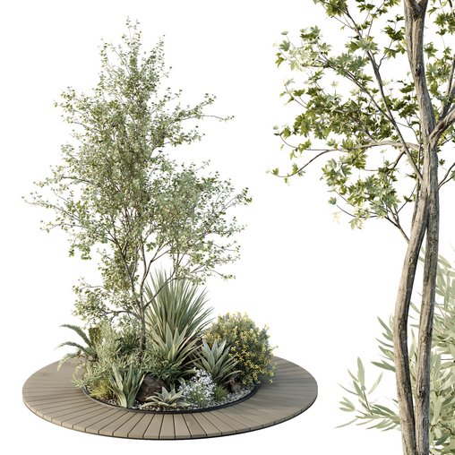 HQ Tree and bush garden box outdoor VOL 15 3d model Download Maxve