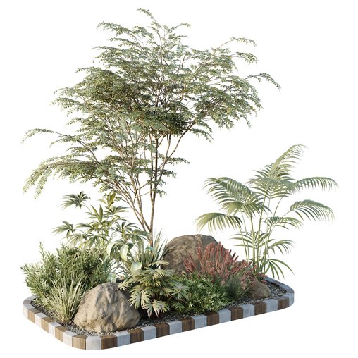 HQ Tree and bush garden box outdoor VOL 14 3d model Download Maxve