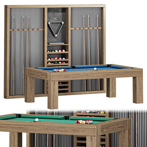Parsons Pool Table Dry Oak 3d model Download Maxve