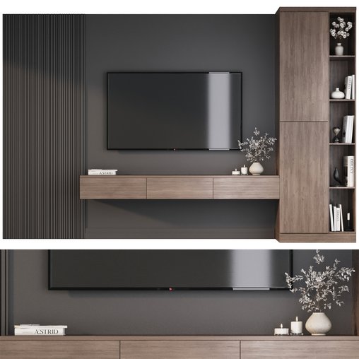 TV wall decor set2 3d model Download Maxve