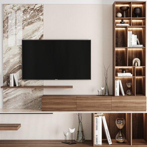 TV Wall 03 3d model Download Maxve