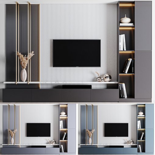 TV Wall 02 3d model Download Maxve