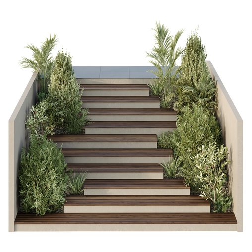 HQ Tree and bush garden box outdoor VOL 31 3d model Download Maxve
