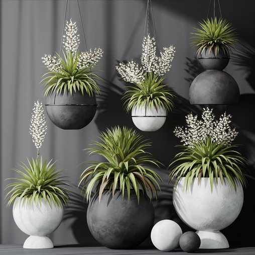 HQ Plants Yucca Elephantipes Rupicola Vase Set01 3d model Download Maxve