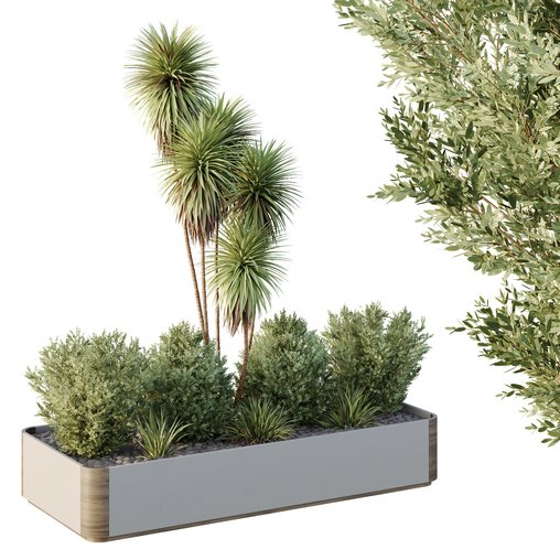 HQ Tree and bush garden box outdoor VOL 24 3d model Download Maxve