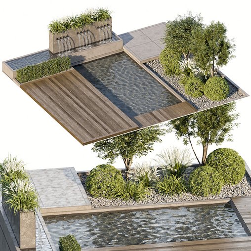 Backyard and Landscape with Pool 14 3d model Download Maxve