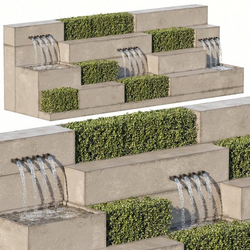 Waterfall fountains and plant cascade 26 3d model Download Maxve
