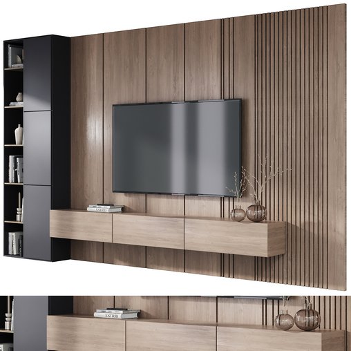 TV wall decor set4 3d model Download Maxve
