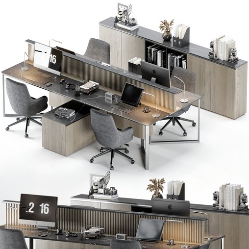 Employee Set Office Furniture 05 3d model Download Maxve