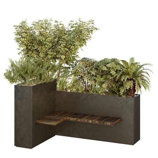HQ Urban environment set of green plant benches 18 3d model Download Maxve