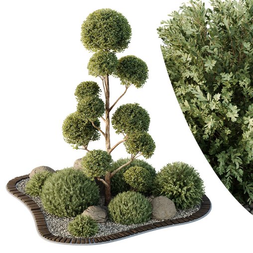 HQ Tree and bush garden box outdoor VOL 41 3d model Download Maxve