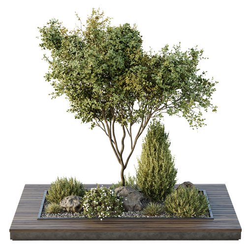 HQ Tree and bush garden box outdoor VOL 43 3d model Download Maxve