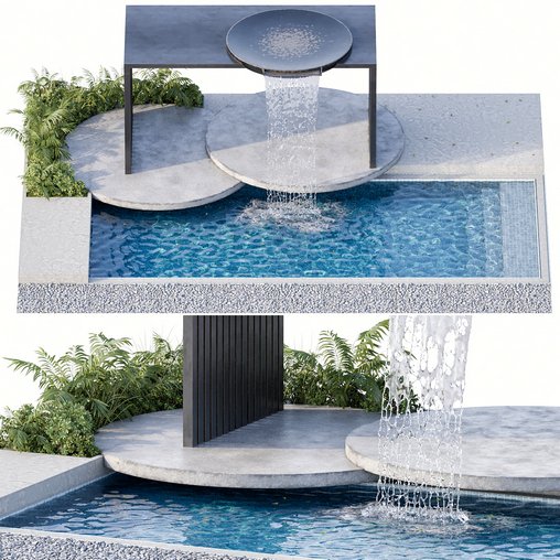 Backyard Pool and Landscape with Pool 15 3d model Download Maxve