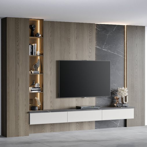TV Wall 44 3d model Download Maxve