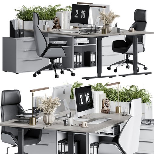 Employee Set Office Furniture 07 3d model Download Maxve