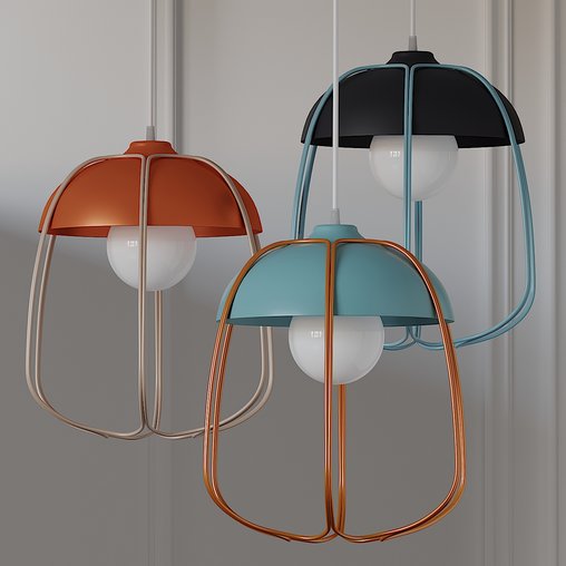 CROWDYHOUSE Tull Cage Ceiling Lamp 3 Colors 3d model Download Maxve