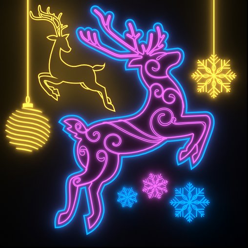 Neon Light Christmas Set2 3d model Download Maxve