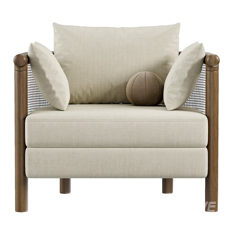 Sydney Cane Armchair Washed Linen Flax