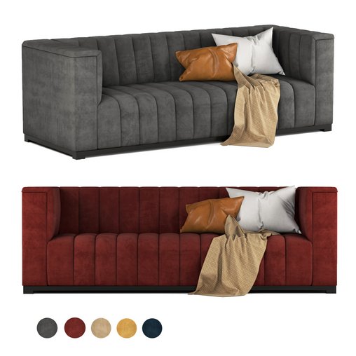 Velvet tufted sofa 3d model Download Maxve