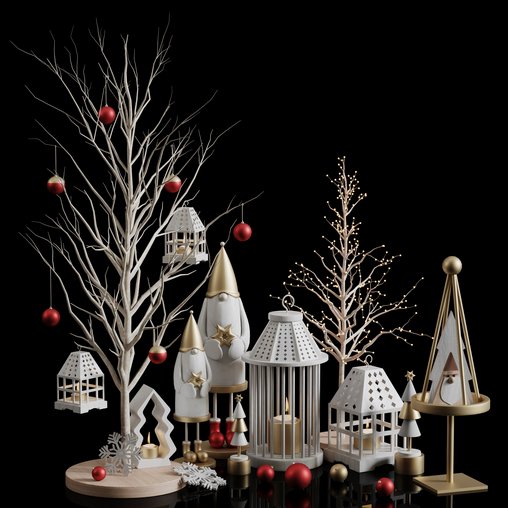 decorative set christmas 3d model Download Maxve