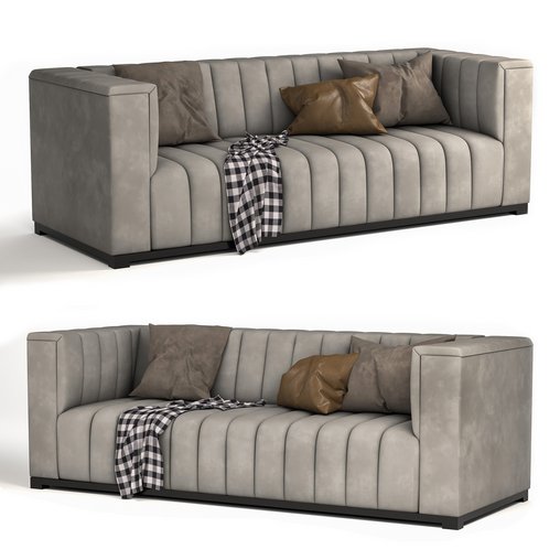 Velvet tufted sofa1 3d model Download Maxve