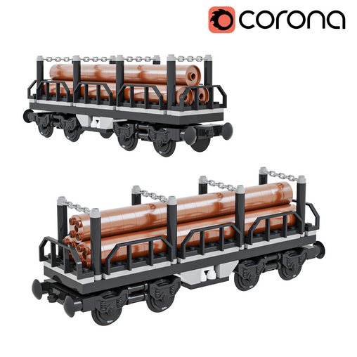 Train Cargo Tree Lego 3d model Download Maxve
