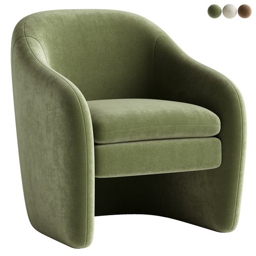 Zella Faux Shearling Fabric Accent Arm Chair 3d model Download Maxve