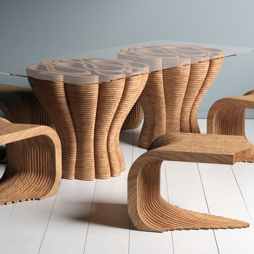 parametic Dining table 3d model Download Maxve