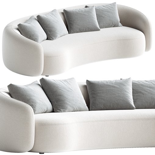 Modern Upholstered 5-Seater Boucle Sofa Couch 3d model Download Maxve
