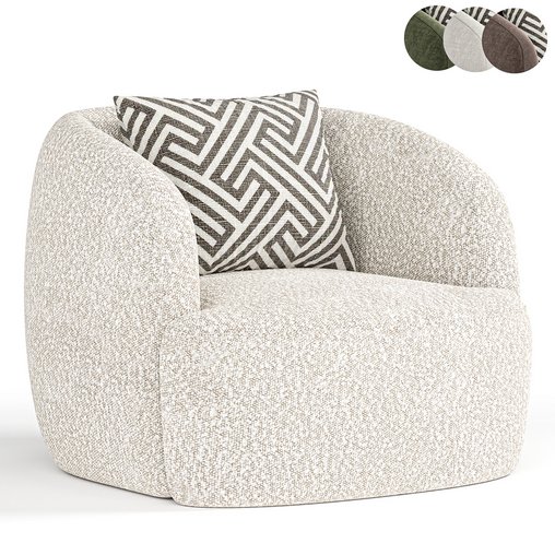 Gwyneth Ivory Boucle Swivel Chair by CB2 3d model Download Maxve