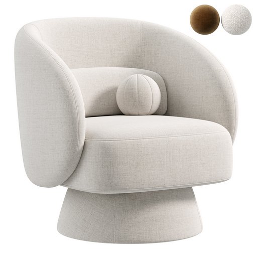 Saboor Upholstered Swivel Barrel Chair 3d model Download Maxve