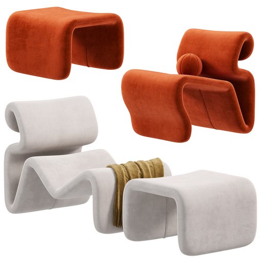 Artilleriet Etcetera Fabric Lounge Chair and Footstool crassevig 3d model Download Maxve
