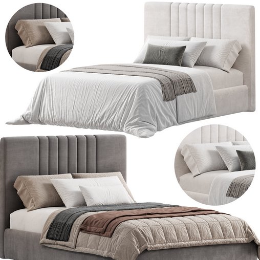 Upholstered bed Himrod by wayfair 3d model Download Maxve