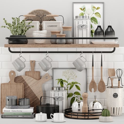 kitchen accessories01 3d model Download Maxve